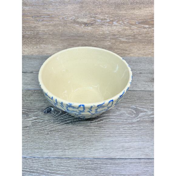 Vintage R.R.P. Co. 7.25" Mixing Bowl Blue Spongeware Roseville Ohio USA - Picture 6 of 11